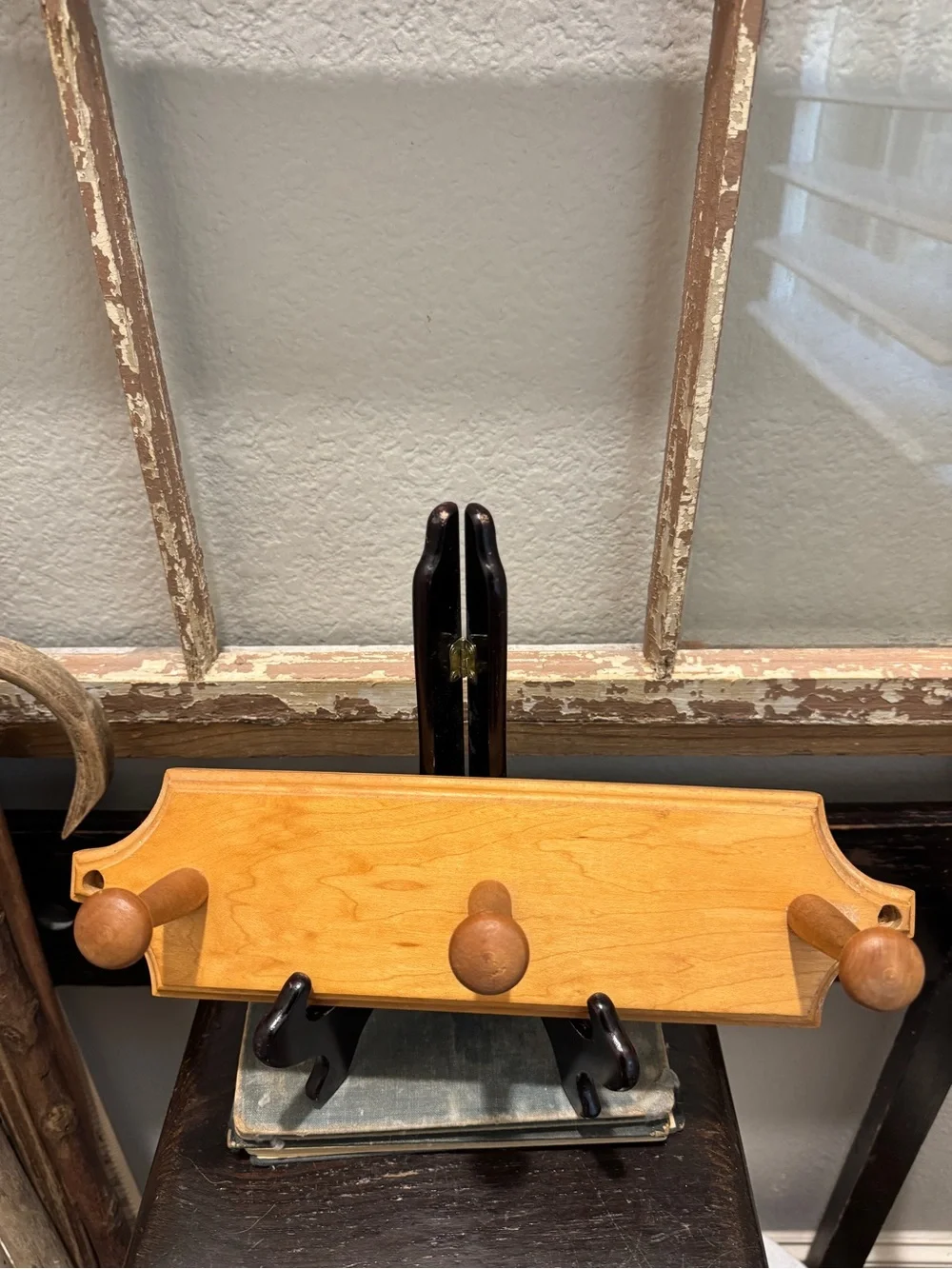 Vintage Wood Peg Wall Rack